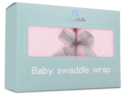 BlueMello Baby Swaddle Blanket - Ultra-Soft Plush Wrap for Infants 0-6 Months | Pink Receiving Blanket | Ideal Newborn Gift