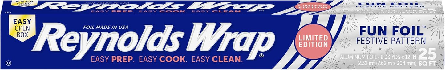 Reynolds Wrap Fun Foil - Festive Firework Pattern Embossed Aluminum Foil Roll | 25 Sq. Ft. for NYE Celebrations