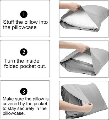 FLXXIE Pillow Cases - Soft Microfiber Queen Pillow Covers | Wrinkle Resistant, 2-Piece Set, Black 20x30
