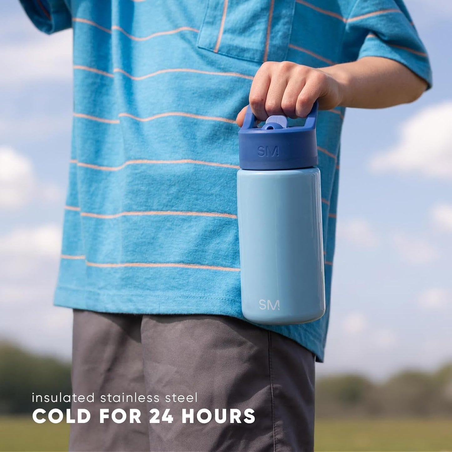 Simple Modern Kids Summit Water Bottle - Bluey 14oz Insulated Stainless Steel Tumbler with Straw Lid
