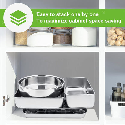 P&P CHEF 6-Piece Toaster Oven Bakeware Set - Stainless Steel, Non-Toxic & Easy to Clean