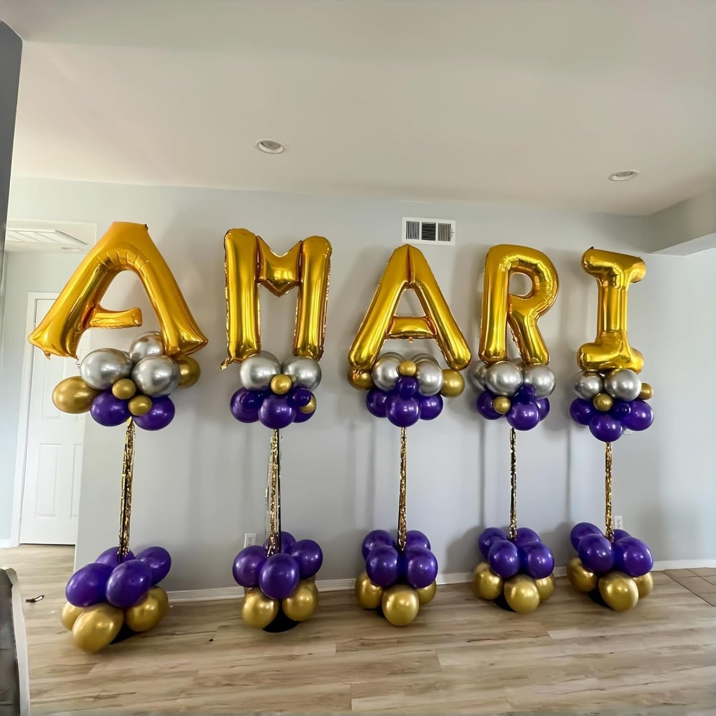 Skiennix 40 Inch Gold Alphabet Balloons - Large Self-Inflating Letter N Decor for Celebrations