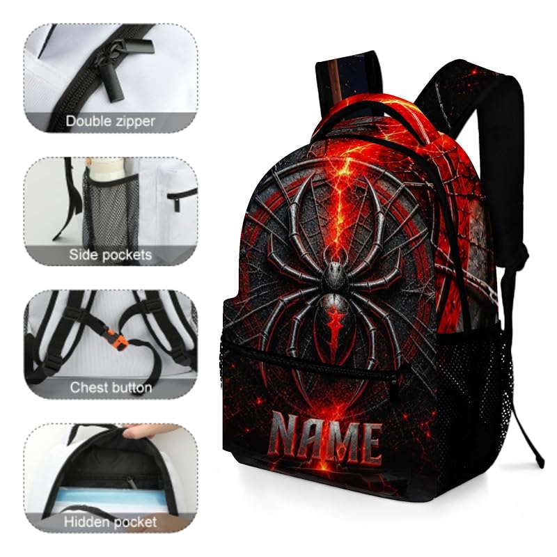 Personalized Spider Backpack with Lunch Box & Water Bottle - Color 01
