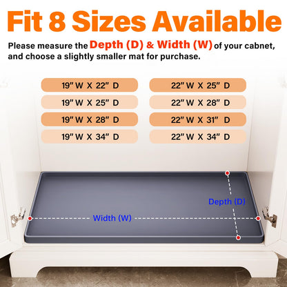 FLATO Waterproof Under Sink Mat - 28" x 22" Under Sink Liner for Kitchen & Bathroom, Under Sink Kitchen Organizers and Storage, Shelf and Cabinet Protector, Flexible Silicone Sink Drip Tray