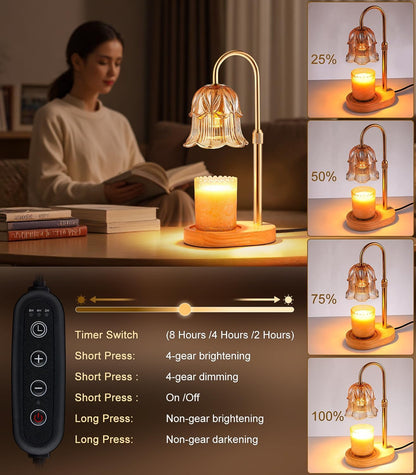 Skiennix Candle Warmer Lamp - Adjustable Timer & Height | Dimmable Vintage Base for Scented Wax Melts