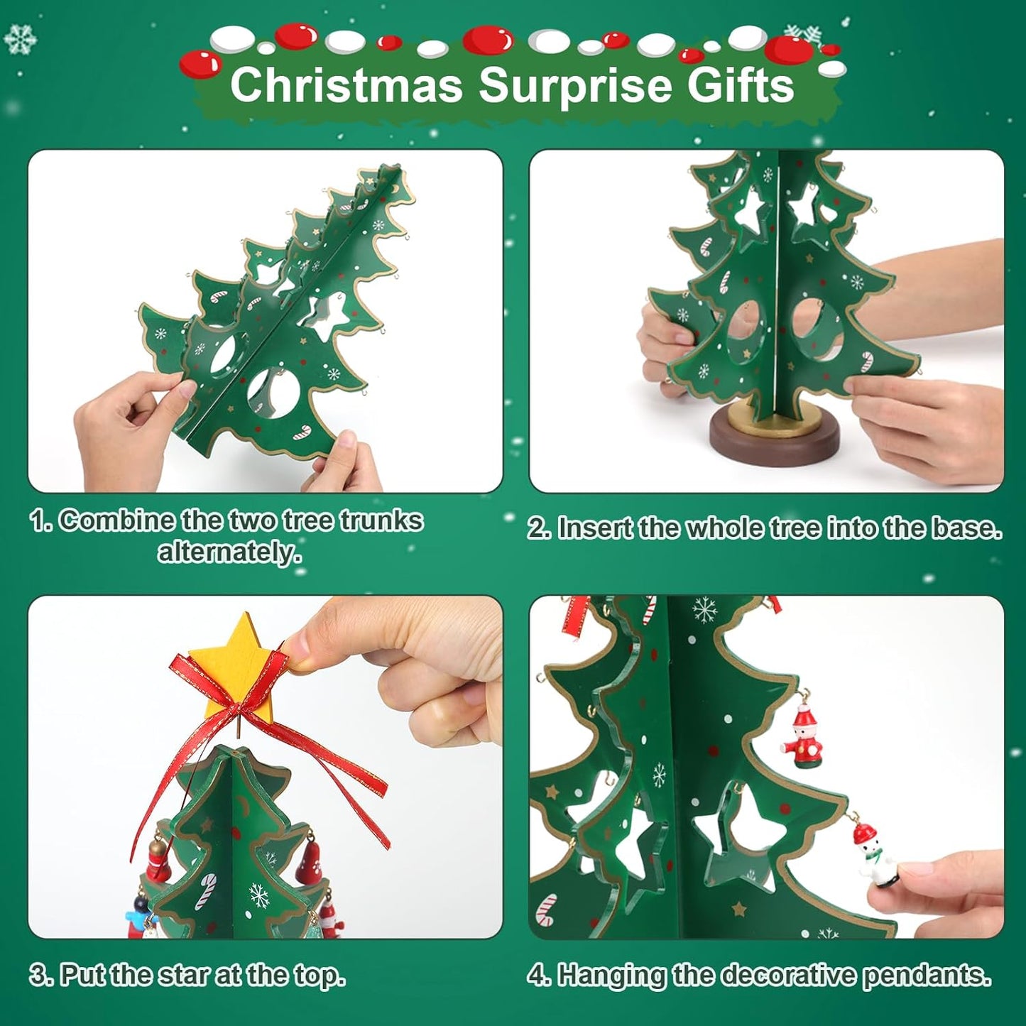 ZEEYUAN Christmas Advent Calendar - 24-Day Countdown Decor for Kids | 2025 Holiday Tabletop Decoration