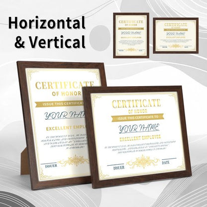 CRUGLA 8.5x11 Picture Frame Set of 11, Multi Certificate Diploma Document Graduate Degree Photo Frame 8.5 by 11 for Wall or Tabletop Display, Brown