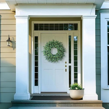 Boxwood Wreath | 26'' Large Artificial Greenery for Front Door & Home Decor - All Seasons