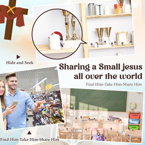 Bememo 25 Pcs Little Jesus Figures, Mini Jesus Loves You Figures, Original Design Multicolor Tiny Easter Figurines to Hide and Seek Religious Gifts for Easter Egg Stuffers(Retro Simple Colors)