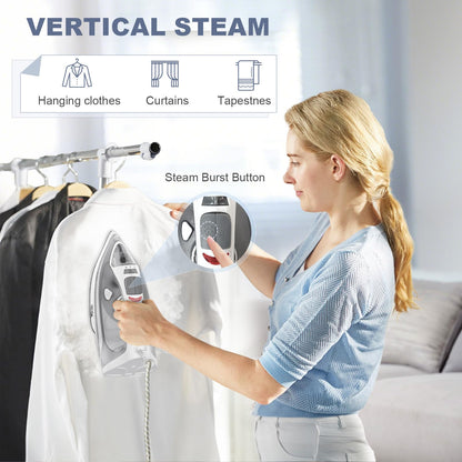 OSTBA 1600W Steam Iron for Clothes with Rapid Heating Nonstick Soleplate, Precise Thermostat Dial, Self-Cleaning, Anti-limescale, Drip Stop Function, 300ml Water Tank Clothes Iron