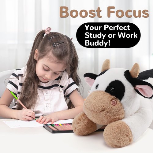 gnomantic Cow Weighted Stuffed Animals - 22 Inch 4.5 Pounds Weighted Plushies Cow Stuffed Animals - Big Stuffed Cow Weighted Plush Pillow - Cute Plush Toys Gifts for Kids & Adults (22" 4.5 lbs)