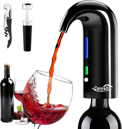 Wine Aerator Electric Wine Decanter,One Touch Red White Wine Accessories Aeration and Decanter Wine Pourer,Wine Gifts for Wine Lovers (Black)