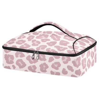 xigua Pink Leopard Casserole Dish Carrier, Portable Leakproof Insulated Casserole Carrier for Hot or Cold Food, Travel, Party, Picnic