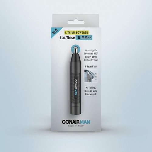ConairMan Nose Hair Trimmer - Cordless 360 Bevel Blade for Effortless Nose, Ear & Eyebrow Grooming | Includes Drawstring Bag