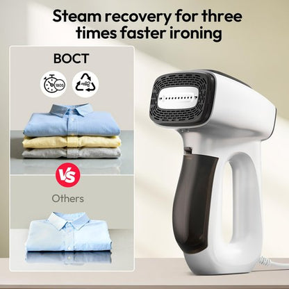 BOCT 3500Pa Vacuum Steamer for Clothes - 2 in 1 Portable Suction Handheld Vacuum Iron,30s Rapid Preheating,Auto-off,Light Steamer for Travel/Home