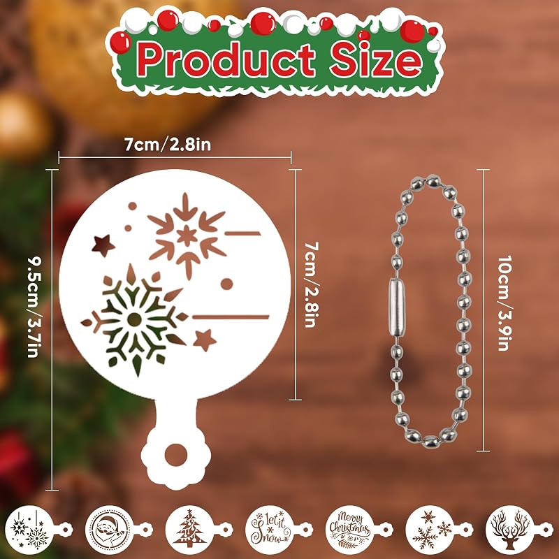 Christmas Stencils 56 Pcs for Cookies, Cakes & Cups - Reusable PET Templates (Variation: Christmas)