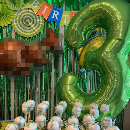 Skiennix 40-Inch Green Number 3 Balloons - Self-Inflating Foil Mylar for Birthday Parties & Anniversaries