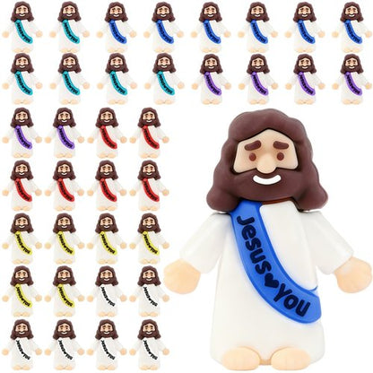 HSDJLXZ 36 Pack Little Jesus Figurines in Bulk, Mini Jesus Loves You Figures, Small Jesus Figurines, Tiny Jesus Figures for Church Christmas Party Favors Religious Easter Gifts for Egg Stuffers