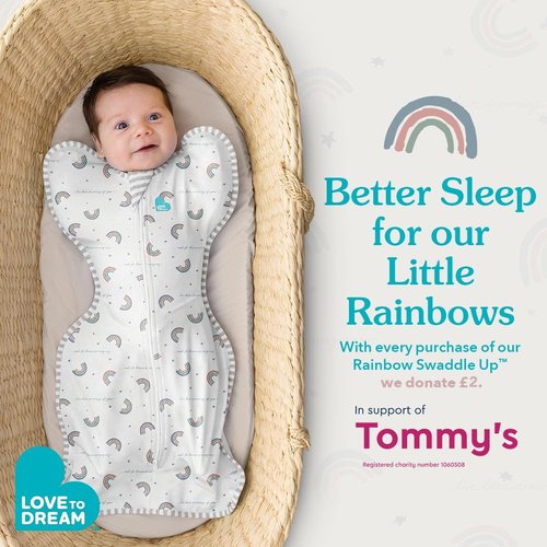 Love To Dream Swaddle UP - Baby Sleep Sack for Self-Soothing | Snug Fit, 1.0 TOG, Newborn 5-8.5lbs, Rainbow Dream