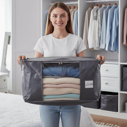 YGEOMER Blanket Storage Bags - 90L Large Foldable Containers | 6 Pack for Bedding, Clothes & Toys