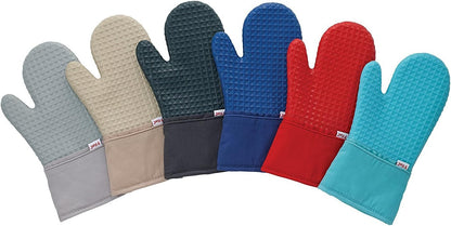 T-fal Silicone Oven Mitt Set - Softflex, Non-Slip Grip, Heat Resistant | 13 x 7 Inches, 2 Pack, Gray