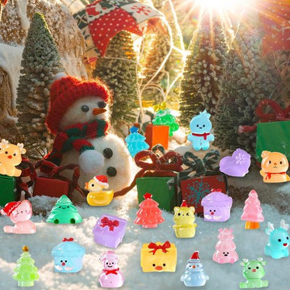 DIYDEC Mini Christmas Luminous Figurines - 40 Glow-in-the-Dark Resin Miniatures for Holiday Decor
