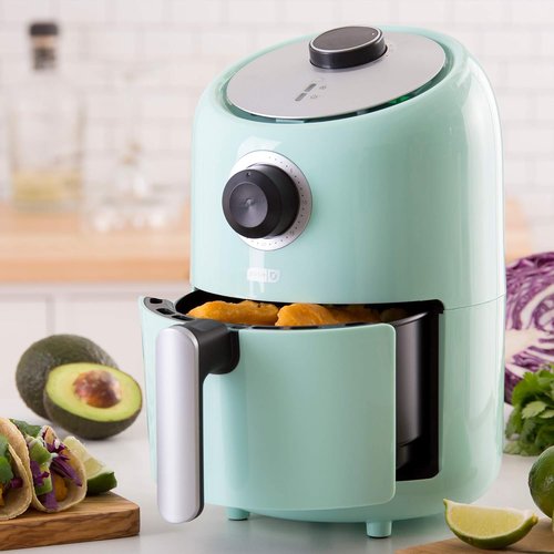 Dash Compact Air Fryer - Healthy Cooking with Auto Shut-Off & Adjustable Temperature Control - 2 Quart - Aqua