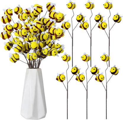 Suncalla 12 Pcs Felt Bee Stems - Adorable Honeybee Decorations for Baby Showers & Parties | Perfect for Vases & Centerpieces