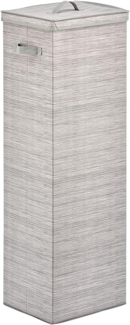 mDesign Gift-Wrapping Paper Storage Box - Tall Organizer with Handles & Removable Lid | Stripe, Taupe/Tan