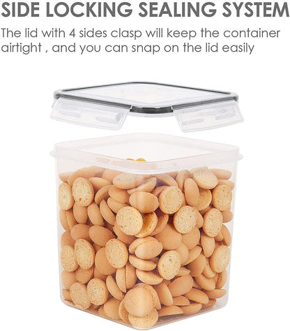 Vtopmart Food Storage Containers - 2.5L BPA-Free Airtight Canisters with Measuring Cups & Labels | Black, Set of 4