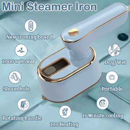 Travel Steamer Iron for Clothes Mini - Portable Ironing Machine Travel Small Size Portable Steamer Travel College Dorm Home Essentials (SkyBlue)