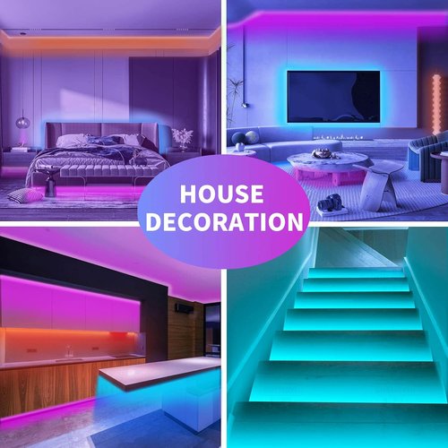 KSIPZE 100ft RGB LED Strip Lights - Music Sync & Smart App Control for Bedroom Décor