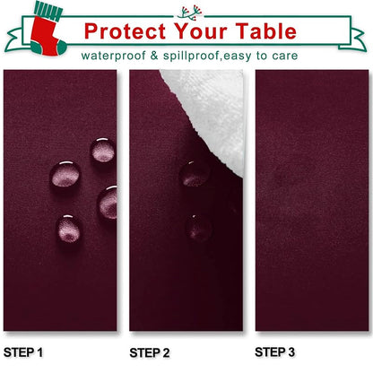 2 Pack Burgundy Tablecloth 54 x 80 Inch - Rectangle Polyester Spillsafe