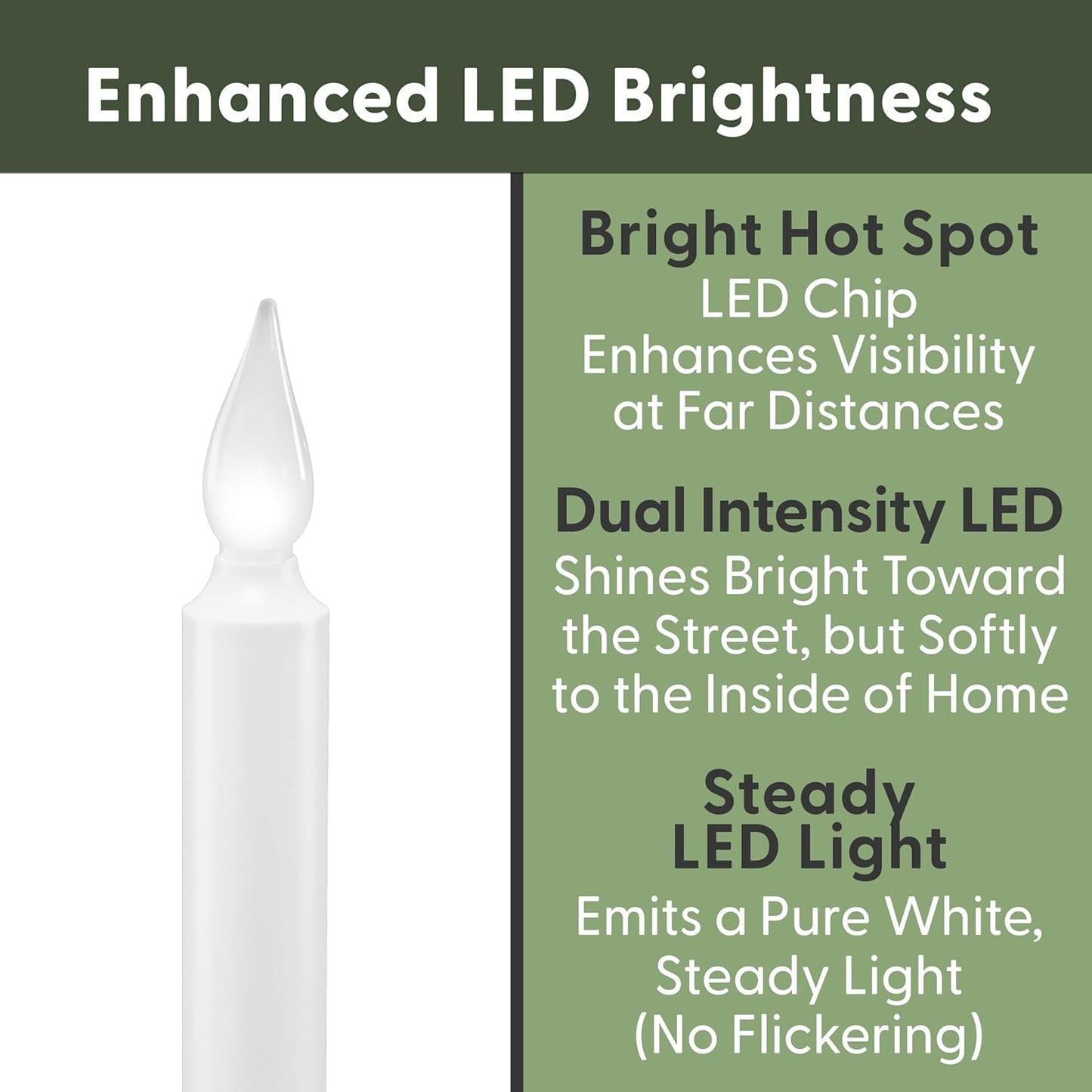 612 Vermont LED Window Candles - Battery Operated with Timer | Bright Hot Spot, Pack of 4