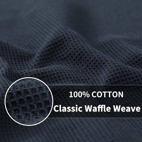 Homaxy 100% Cotton Waffle Weave Kitchen Towels - Soft, Absorbent 4-Pack - Quick Dry 16 x 26 Inches - Dark Grey