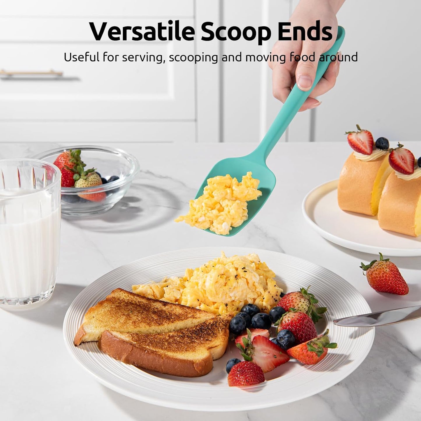 U-Taste Silicone Spatula Set - High Heat Resistant 600ºF Food Grade Rubber Kitchen Utensils | 4PCS Multicolor