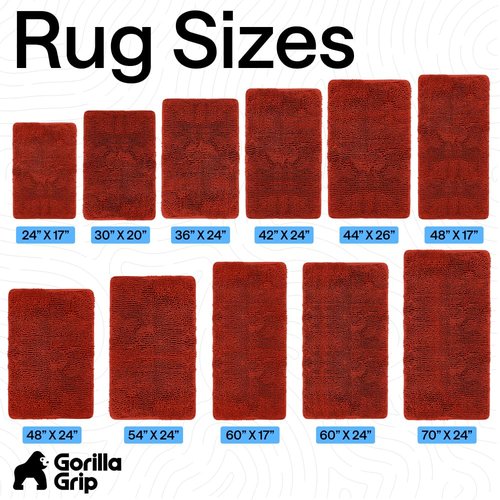 GORILLA GRIP Bath Rug Mat 60x24, Thick Soft Absorbent Chenille, Quick Dry Microfiber Mats, Rubber Backing, Machine Washable Shower Floor Rugs, Bathmat Runner, Bathroom Decor Accessories Sunset Orange