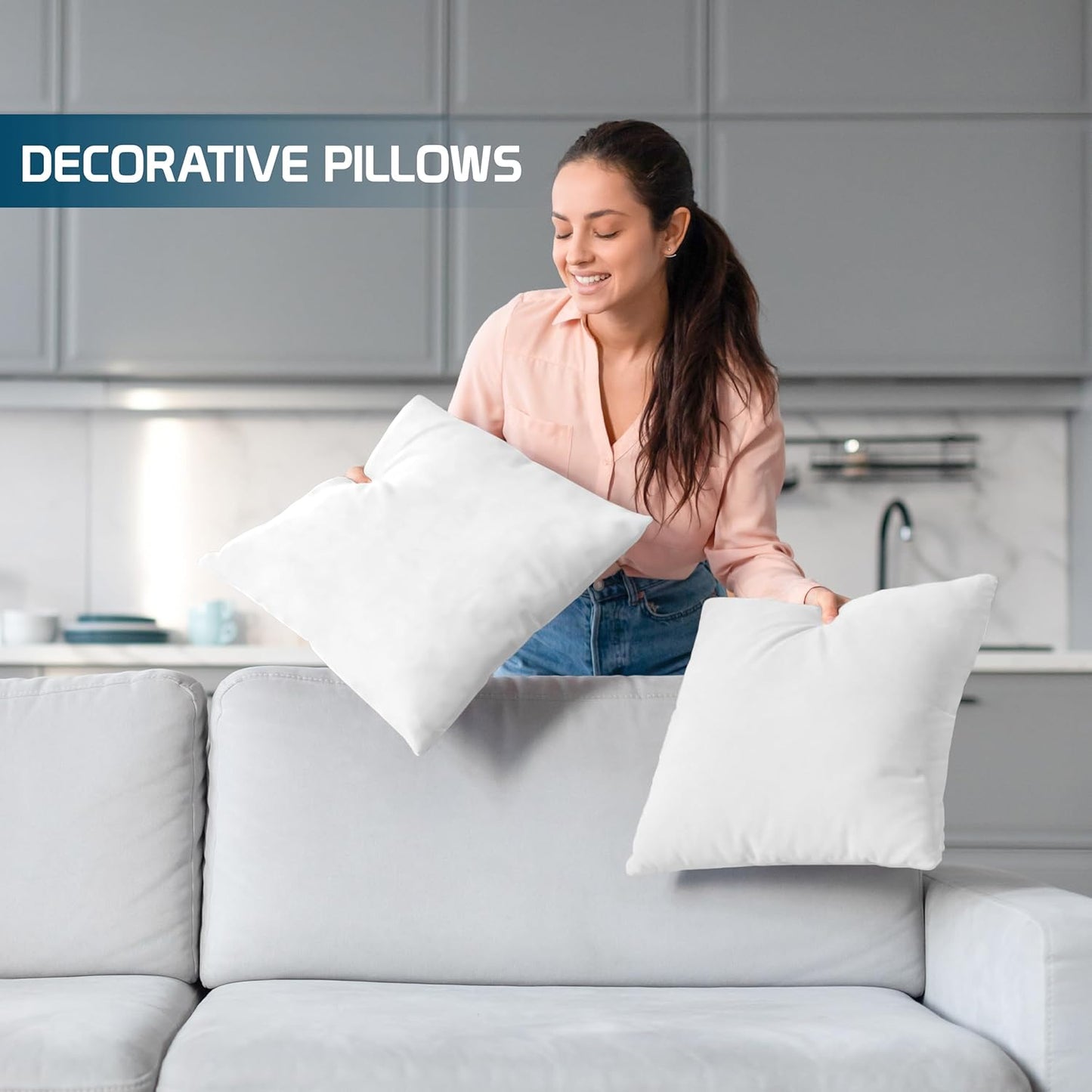 Utopia Bedding Throw Pillow Inserts - Pack of 4 White 28 x 28 Inches | Indoor Decorative Cushions