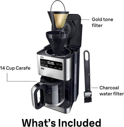 Braun PureFlavor 14-Cup Coffee Maker - Fast Brew, Touch Display & Bold Brew Modes, FlavorCarafe