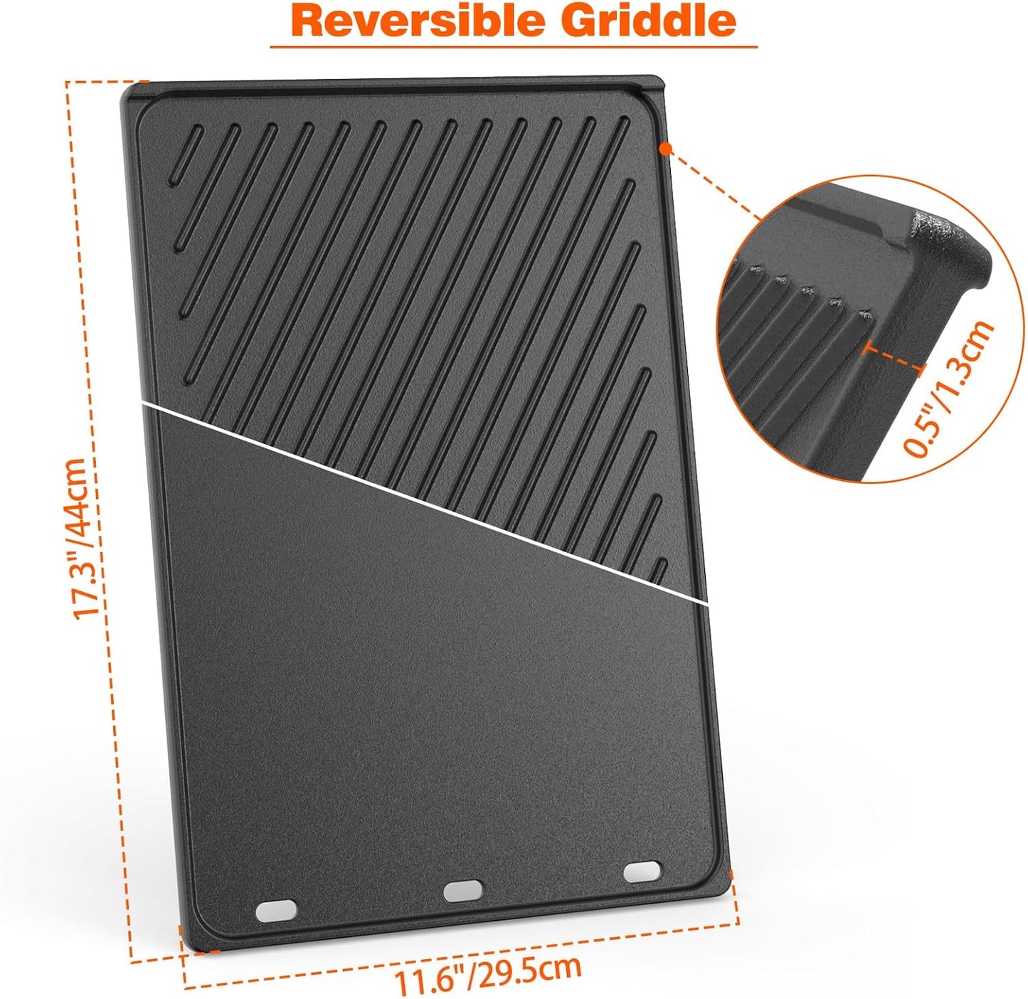 Onlyfire 7638 Reversible Cast Iron Griddle - BBQ Replacement for Weber Spirit I & II 300 Series