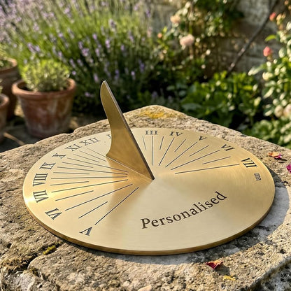 Personalised Brass Garden Sundial Clock 10 Inch – Custom Engraved Outdoor Roman Numerals