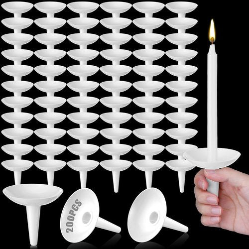 Church Candle Holders by Candlelight Service - 200 Pcs Plastic Drip Protectors for Vigil & Events