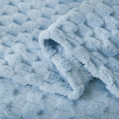 HOMRITAR Baby Blanket - Soft Fluffy 3D Jacquard Fleece for Nursery & Stroller | 30 x 40 Inch, Blue