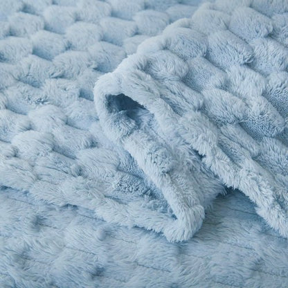 HOMRITAR Baby Blanket - Soft Fluffy 3D Jacquard Fleece for Nursery & Stroller | 30 x 40 Inch, Blue