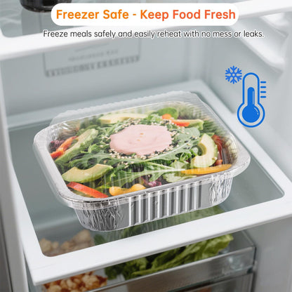 8x8 Aluminum Pans - 20 Pack Disposable Baking Trays with Clear Lids for Cooking and Food Storage
