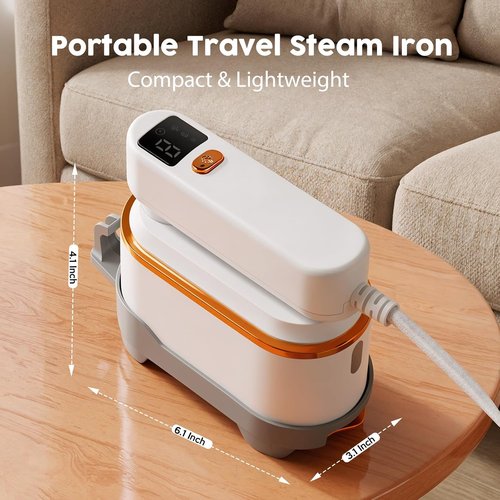 Droyek Portable Travel Steamer - 1200W 2-in-1 Iron & Steamer | Fast Heat in 10s, 150ml Tank, LED Display