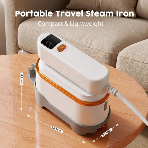 Droyek Portable Travel Steamer for Clothes, 1200W Powerful 2 In 1 Steamer & Iron,10s Fast Heat,4 Modes with LED Display, 150ml Water Tank Powerful Wrinkle Remover for Home,Office, Travel