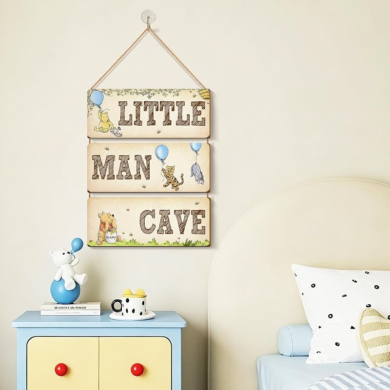 Wooden Door Sign Baby Room Decor Winnie Pooh Bear Nursery - Moreyue
