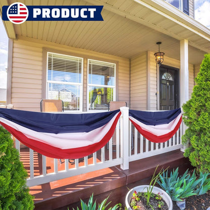 Skiennix 20Ft Patriotic US Flag Bunting - Red, White & Blue Stripe Banner for 4th of July & Memorial Day Celebrations