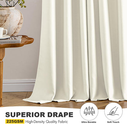 MIULEE Blackout Curtains - Thermal Insulated Room Darkening Drapes, 45-Inch Length, 2 Panels, Cream